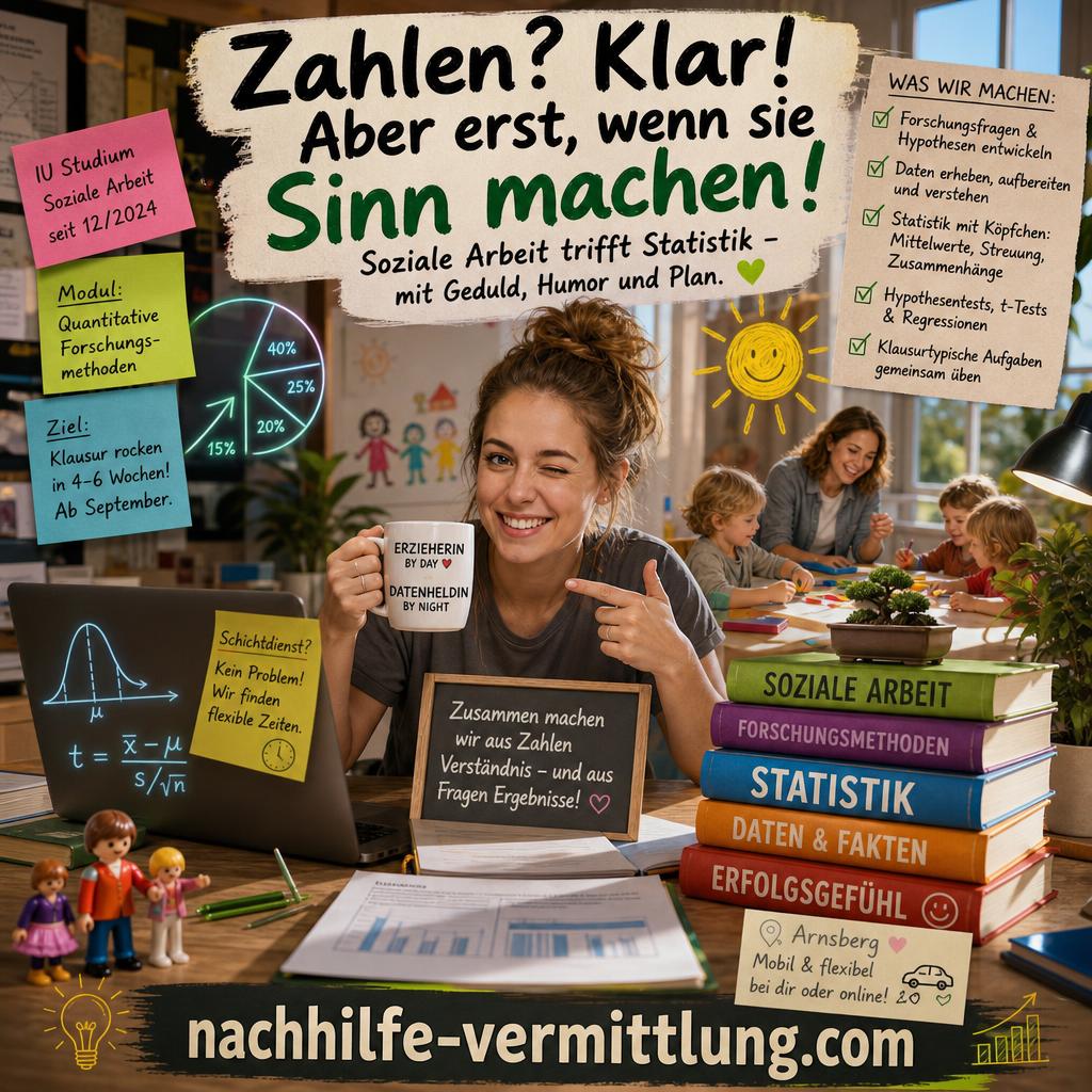 Nachhilfe Soziale Arbeit, quantitative Forschungsmethoden, Quantitative Methoden, Statistik, Forschungsmethoden, Methoden der Sozialforschung Arnsberg